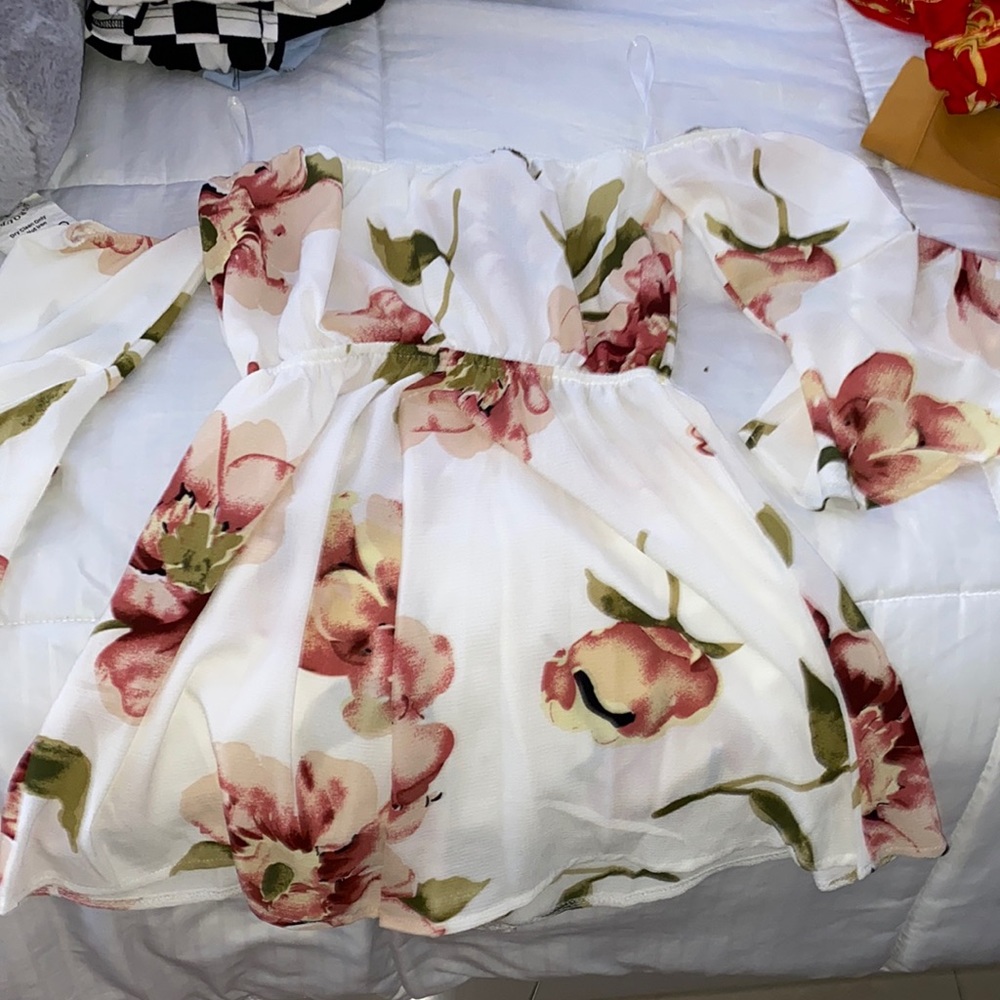 White romper with flowers